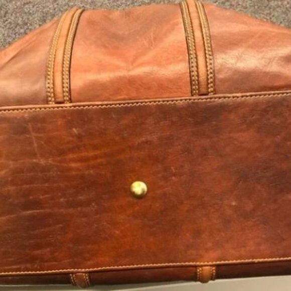 THE BRIDGE Italian Leather Large Buckle Travel bag Brown with Gold Hardware - Picture 5 of 14